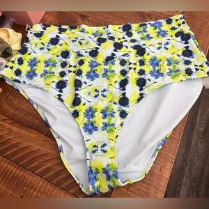 NWT Aerie Crossover High Waisted Full Coverage Bikini Bottom Misty Sky - Sz XXL